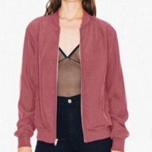American Apparel Amelia Bomber Jacket, Cabernet, Size Large